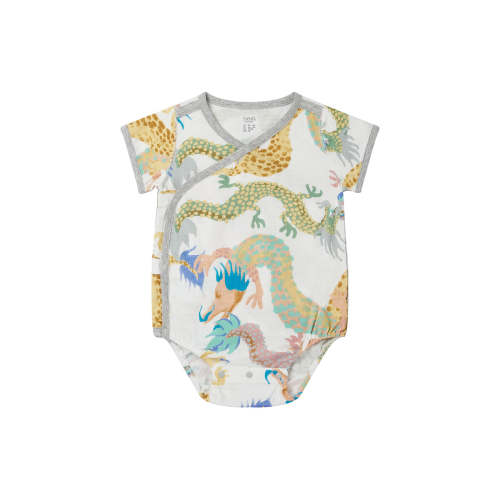 Short Sleeve Kimono Onesie (Bamboo) - Dragon Dance