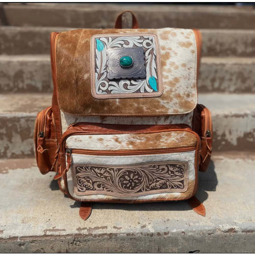 Tan Stone Cowhide Backpack/Diaper Bag