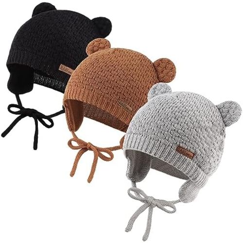 JANGANNSA Cute Knitted Boys Girls Christmas Beanie Warm Earflap Winter Hat Infant Toddler Baby Beanie 0-2Y