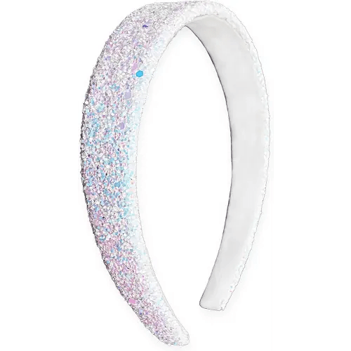 FROG SAC Glitter Headbands for Girls, White Head Band Hair Accessories for Little Girl, No Shed Sparkly Wide Headband for Kids, Cute Alice Hairband for Toddler Children, Easter Basket Stuffers