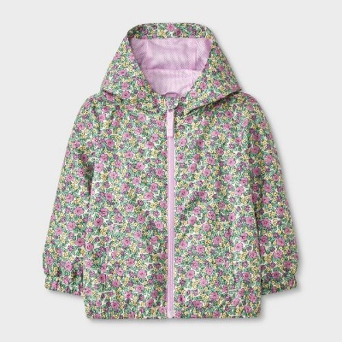 Baby Girls' Floral Printed Full Zip Windbreaker Jacket - Cat & Jack™ Purple 18M