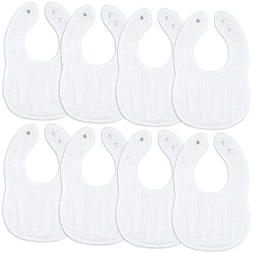 Comfy Cubs Muslin Baby Bibs, Drool Bibs, 100% Cotton Adjustable with Easy Snaps, Teething & Drooling, Soft & Absorbent