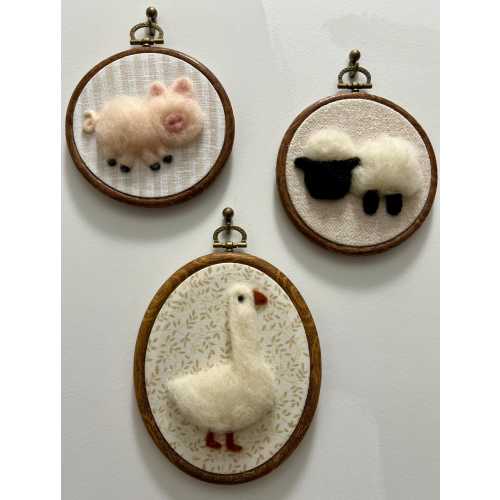 On the Farm - Framed Felted Farm Animals, Goose, Piggy or Sheep Neutral option Nursery and Toddler Room Decor