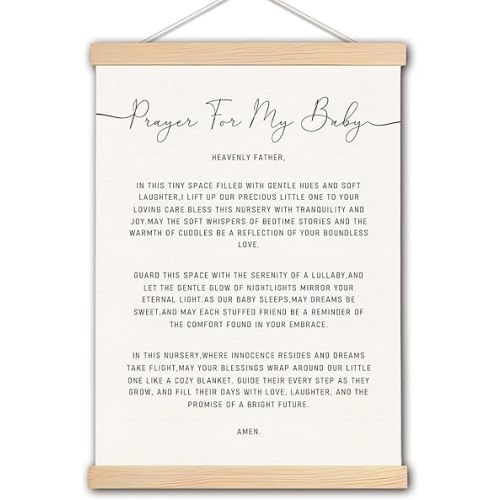 Nursery Wall Decor, Prayer for My Baby Nursery Wall Art Poster Hanger Frame, Christian Baby Gifts, Baby Nursery Decor, Christian Nursery Posters Wall Decor for Baby Toddler Boy Girl Room, 12x16 Inches