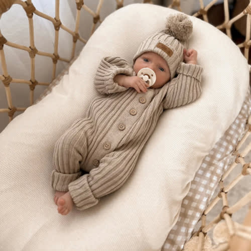 Little B's Chunky Rib Baby Jumpsuit - Oak