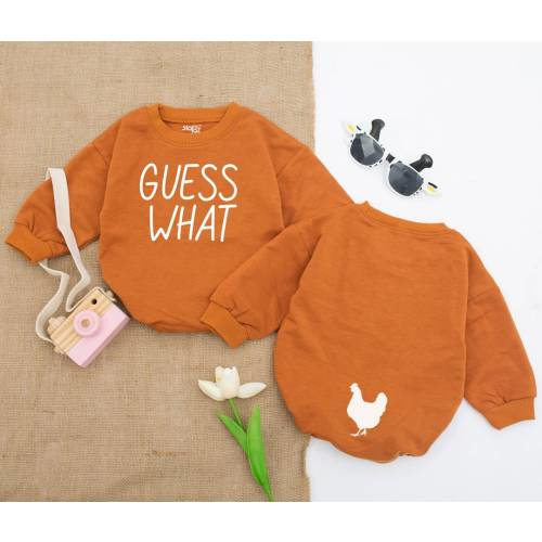 Guess What Chicken Butt Baby Romper, Funny Baby Bodysuit, Baby Shower Gift, Gender Neutral Baby Gift, Rae Dunn, Double Sided romper