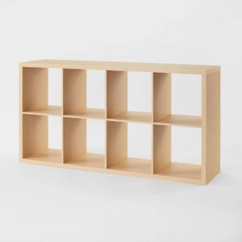 8 Cube Organizer Natural - Brightroom™: Multicolor Mdf Bookshelf, 13" Storage System, 4 Shelves, 240 Lb Capacity