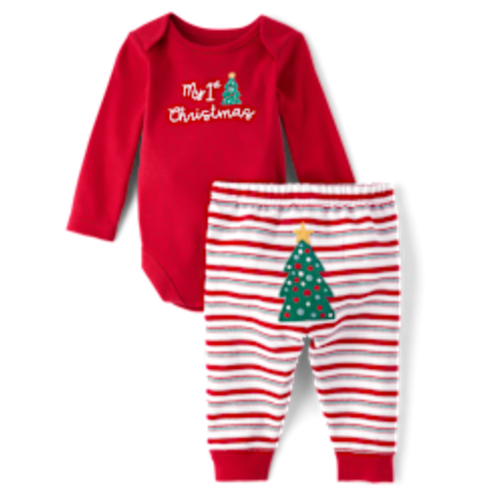 Unisex Baby First Christmas 2-Piece Playwear Set - Classicred