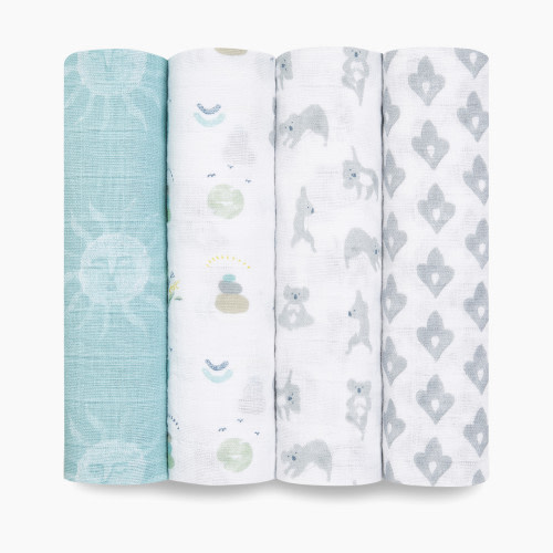 Aden + Anais Cotton Muslin Swaddle 4-Pack - Now + Zen