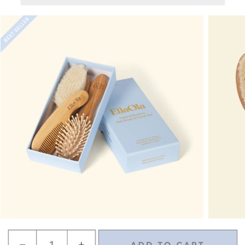 EllaOla 3-Piece Baby Bamboo Brush & Comb Set