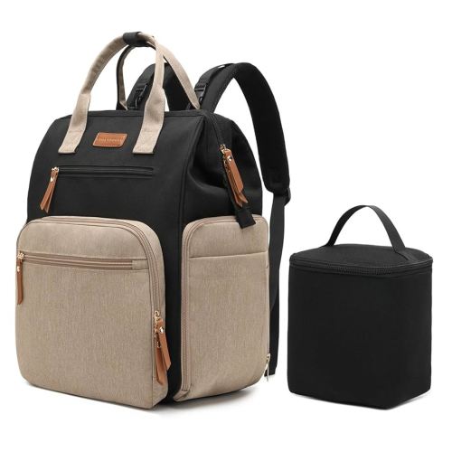 Breast Pump Bag for Spectra S1 S2 Medela, Convertible Large Diaper Bag Backpack for Working Moms with 14 inch Laptop Sleeve & Cooler Storage, Black Khaki