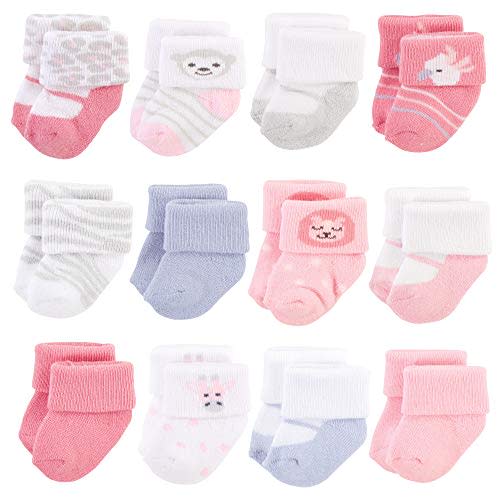 Hudson Baby Baby Girls' Cotton Rich Newborn and Terry Socks