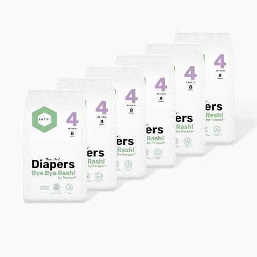 PARASOL Clear+Dry Disposable Diapers | RashShield Protection, Leakproof Design, Hypoallergenic | Size 4, (20-32 lbs) 48 Count