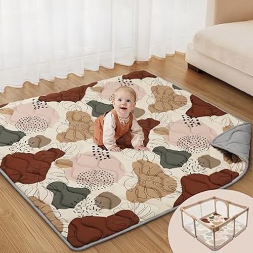 Blissful Diary Baby Play Mats for Floor, 50x50 Play Mat for Playpen, Thicken Soft Padding Foam Playmats for Babies and Toddlers Infants, Foldable and Machine Washable Baby Crawling Mat, Boho Design