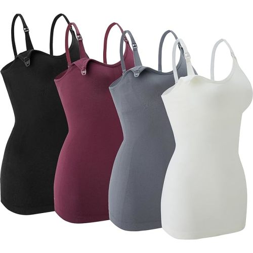 Nursing Tank Tops for Breastfeeding - Pregnancy Must Haves Maternity Camisoles with Built in Bra