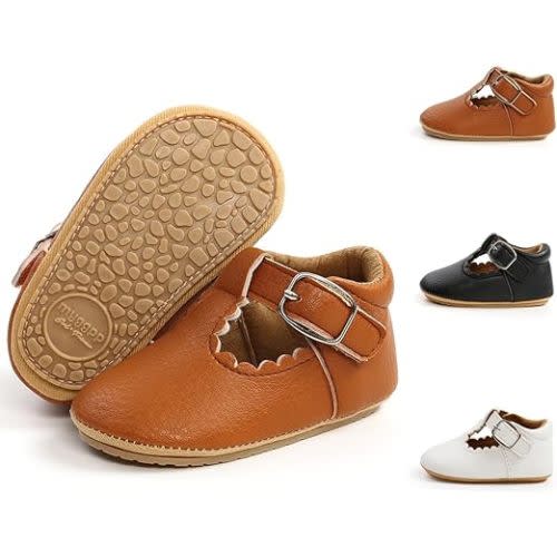 Meckior Infant Baby Girls Soft Sole Bowknot Princess Wedding Dress Mary Jane Flats Prewalker Newborn Light Baby Sneaker Shoes