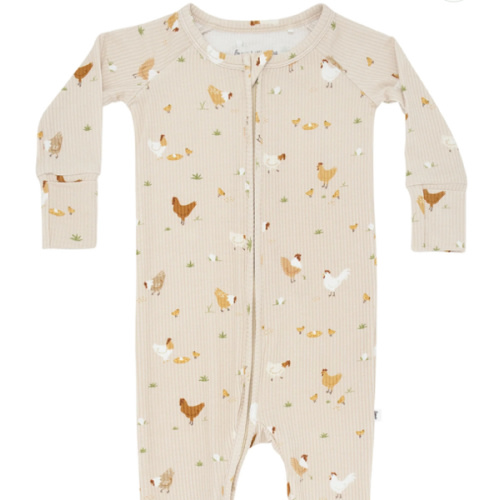 Chickens Small Ribbed Zip Romper