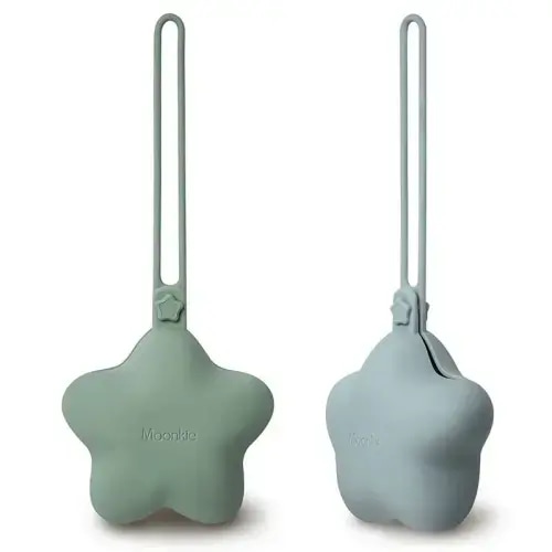 Silicone Pacifier Holders (Color: Sage/Ether)