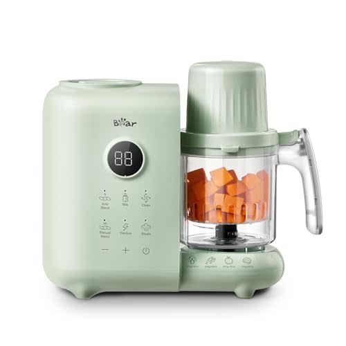 Bear 2025 Baby Food Maker with Two Layer Steam Baskets, Multifunction Baby Food Processor Steamer Puree Blender, Baby Food Mill with Bottle Warming Sterili-zing Auto Cleaning Function, BPA-Free