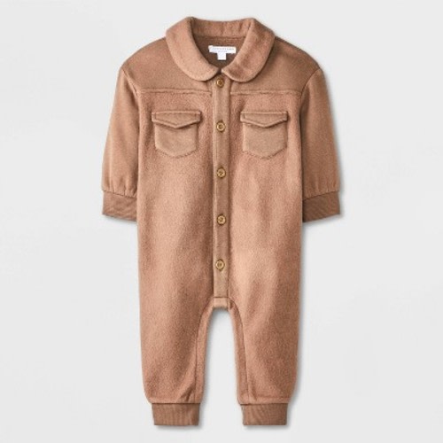 Grayson Mini Baby Boys' Collared Romper - Brown 0-3M