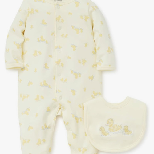 Little Me Baby gender neutral ducky 2-Piece Footie and Bib Set