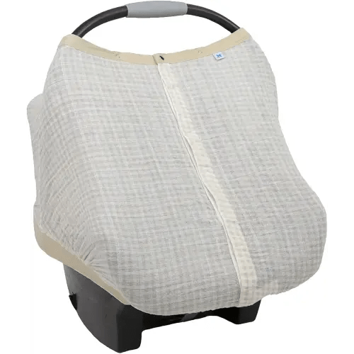 Little Unicorn Breathable Car Seat Canopy | Magnetic Closure Cover & Universal Fit | Protection & Privacy for Baby (Tan Gingham)