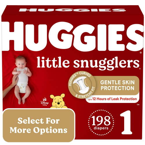 Huggies Little Snugglers Baby Diapers, Size 1 (8-14 lbs), 198 Ct (Select for More Options)