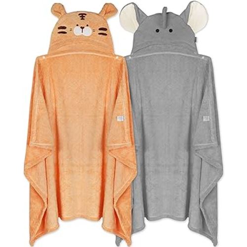 Toddler Bath Towels, Toddler Towels for Boys Girls 0-5 Years 2 Pack Toddler Hooded Towel 50'' x 32'' Absorbent Baby Bath Towel for Toddler Baby Kids(Orange)