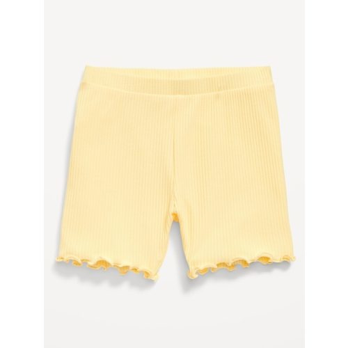 Rib-Knit Lettuce-Edge Biker Shorts for Toddler Girls