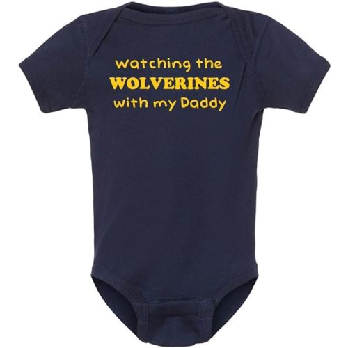 Watching the Wolverines with my Daddy Baby Boy Bodysuit Outfit Romper Gift - 12 Months