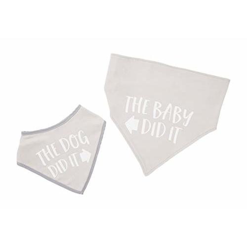 Pearhead Baby and Pet Bib Set, Matching Best Friends Outfits, for Anyone with a Baby and Fur Baby, Gray