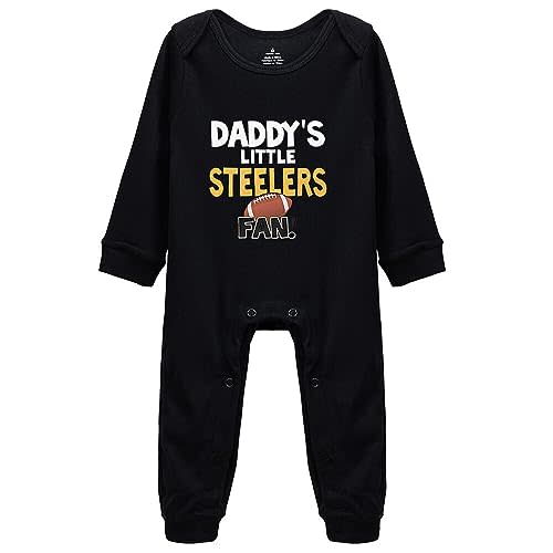 YCICIVDee Baby Boy Girl Bodysuit Daddy's Steelers&Fan White Long Sleeve Newborn Organic Bodysuit 0-24 Months