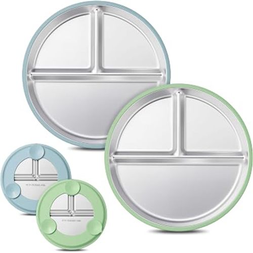 Stainless Steel Suction Plates (Blue, Green)