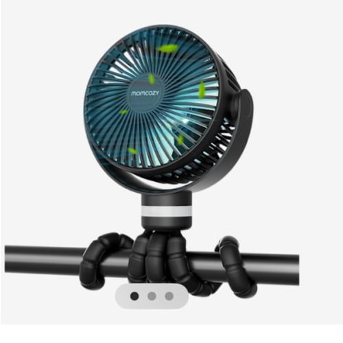 Momcozy Portable Stroller Fan, 8000mAh, 27H Ultra-long Battery Life, Detachable 4 Speed 360°Rotate, LED Night Light with 2 Modes, USB Rechargeable Handheld Cooling Fan for Travel, Car Seat, Bedroom