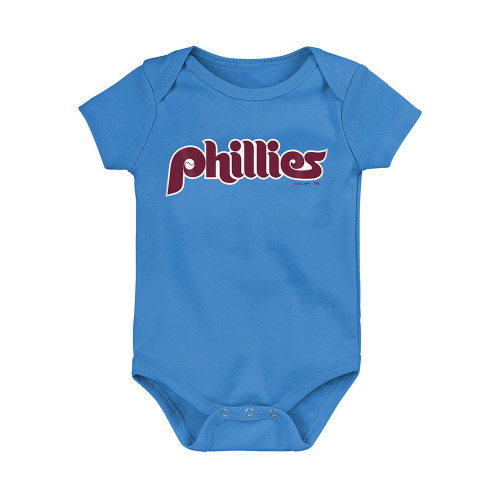 Philadelphia Phillies Baby Light Blue Road Wordmark Short Sleeve One Piece
