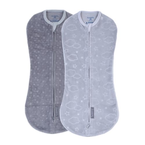 SwaddleMe by Ingenuity Velboa Pod - Newborn, 0-2 Months, Clouds & Stars, 2-Pack