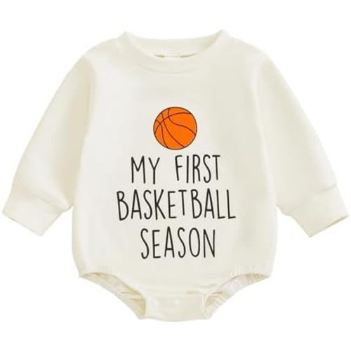 Newborn Baby Boy Girl Romper My First Basketball Season Onesie Sweatshirt Bodysuit Cute Infant Fall Winter Outfit