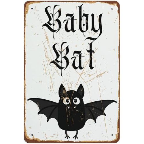 Baby Bat Art Print Goth Baby Goth Nursery Goth Baby Decor Goth Baby Bedroom Prints Goth Baby Room Decor Novelty Tin Metal Sign Plaque Bar Pub Vintage Retro Wall Decor Home Group Porch 8x12 Inch
