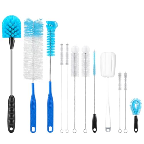 Set of Long Handled Stainless Steel Cleaning Brushes Designed for Cleaning Sports Bottles, Baby Bottles, Milk Bottles, Mugs, Coffee Cups, Glassware, flasks