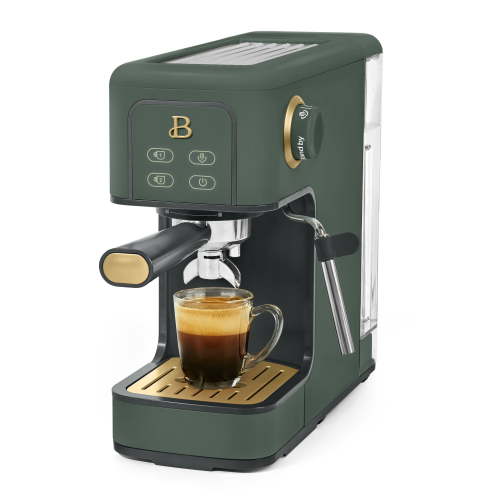 Beautiful Slim Espresso Machine with 20-Bar Pressure, Thyme Green by Drew Barrymore