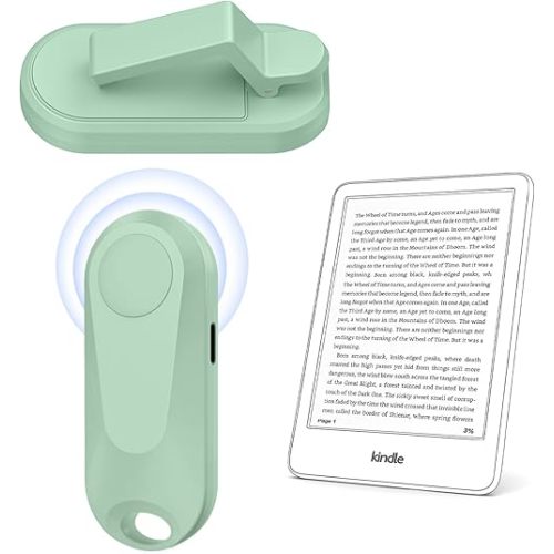 [Case-Friendly] Page Turner for Kindle Paperwhite Oasis Kobo eReaders, Camera Camcorder Remote Controls, Page Turner Clicker for ipad Tablets Reading Novels with Wrist Strap Storage Bag Green