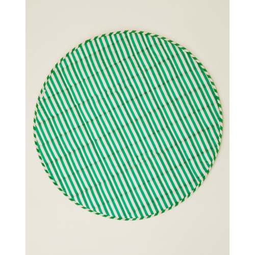 Inside Outside Play Mat Portable Baby Blanket | Green Stripe - Storq by Kindred Bravely