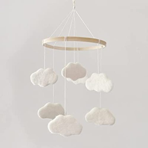 Baby Mobile for Crib - Boho Crib Mobile - Felt Cloud Mobile - Gender Neutral Baby Mobile - Boho Nursery Decor - Crib Mobile for Girls, Boys - Mobile for Bassinet, Pack N Play - Cloud