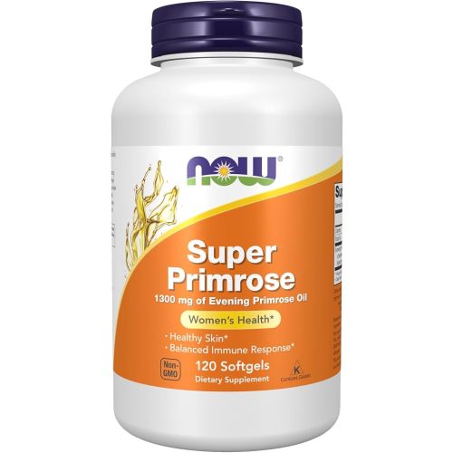 NOW Foods Supplements, Super Primrose 1300 mg with Naturally Occurring GLA (Gamma-Linolenic Acid), 120 Softgels
