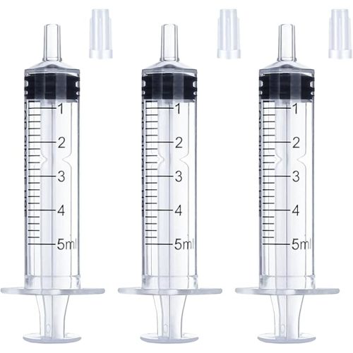 5ml Syringe for Liquid, Oral, Scientific Labs, Measurement, Dispensing, with Cap- 3 Pack 5ml Syringes