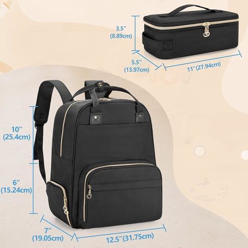 BAFASO Wearable Breast Pump Bag with Cooler and Laptop Sleeve (Compatible with Elvie and Momcozy Breast Pump), Breast Pump Backpack for Wearable Breast Pump (Patent Pending), Black