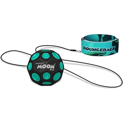 Waboba Bounceback Returning Black and Blue Moon Ball Hyper Bouncy Balls