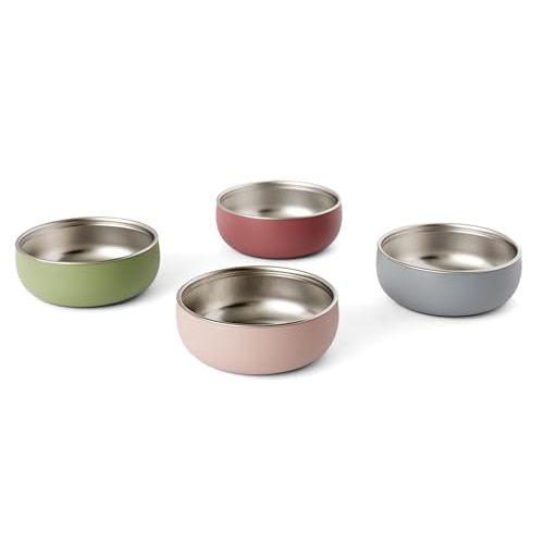 Monkey Proof™ Non-Toxic Stainless Steel Child Bowl 5” with Non-Slip Silicone Shell, Multi-color, (Set of 4 bowls) Unbreakable, Mess Free Feeding for Babies, Toddlers, Kids, BPA free