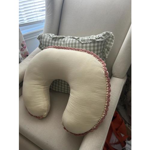Crochet scalloped boppy muslin cover - handmade 100% cotton