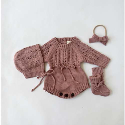 Zoya Knit Baby Romper Set | Dusty Pink – Olive and Cradle